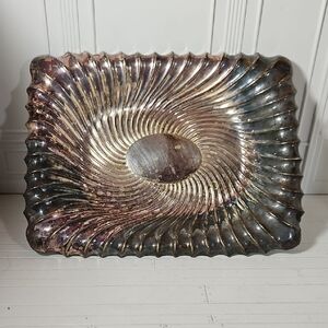 English Antique Silverplate Platter With Legs